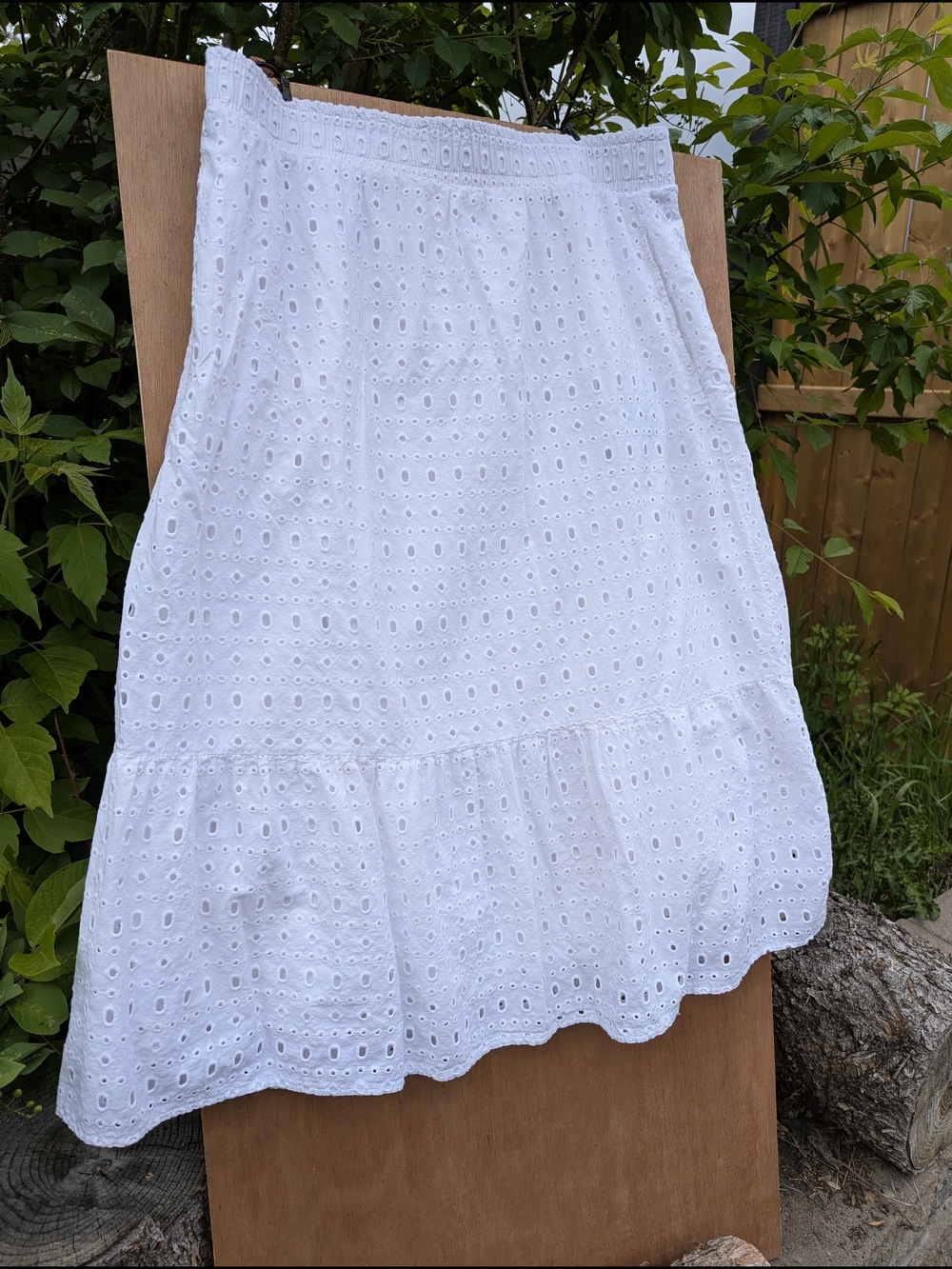 Eyelet Tiered White Romantic Boho City Girl Midi Skirt XL Western Stampede Rodeo - Picture 5 of 12